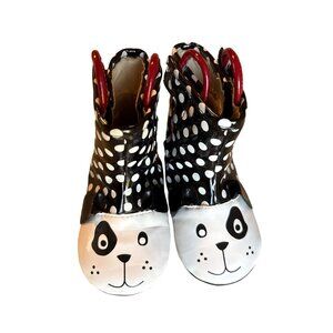 9-12M Robeez Baby Mini Shoez Pepper Rain Boots Puppy Polka Dots